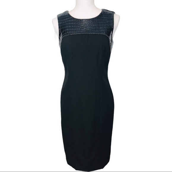 Donna Degnan sheath midi dress leather patch 2 - Picture 7 of 13